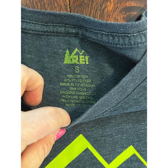 REI gray top with bright logo. Size small - Picture 2 of 3